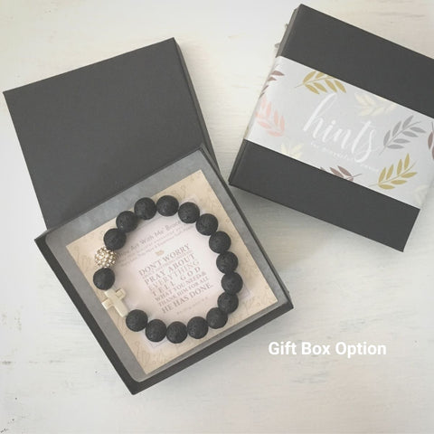 image of ‘Thou Art With Me’ Lava Stone Bracelet in gift box