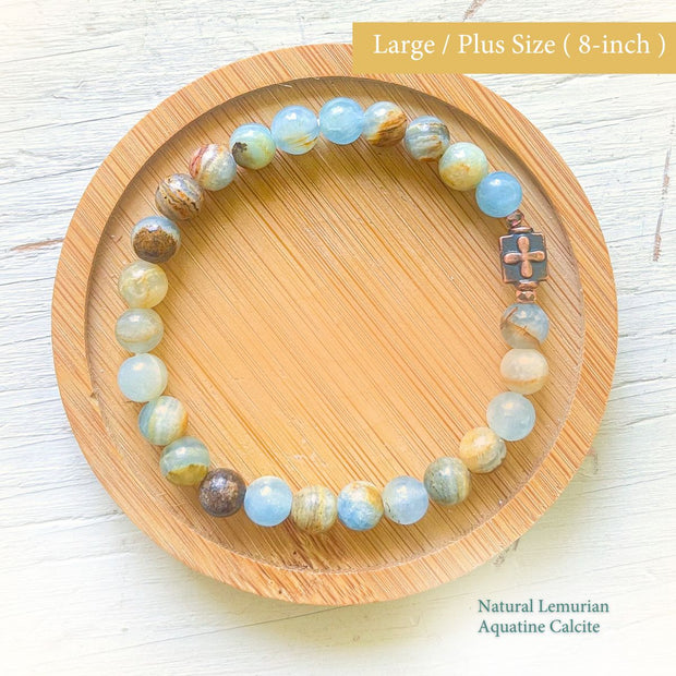 From Dawn to Dusk Bracelet —Natural Lemurian Aquatine Calcite