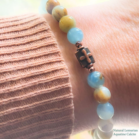 From Dawn to Dusk Bracelet —Natural Lemurian Aquatine Calcite