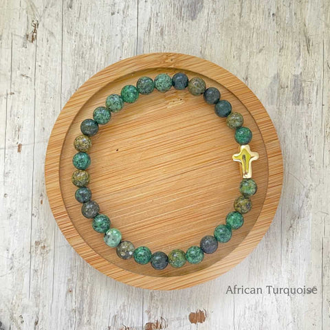 African Turquoise Bracelet with Cross