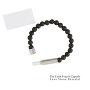 The Faith Prayer Capsule Lava Stone Bracelet in Satin Gift Bag