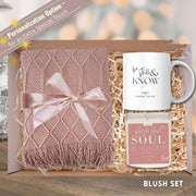 Be Still & Rest Gift Set | Blanket + Candle + Mug | Wrapped in Peace