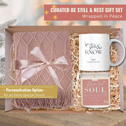 Be Still & Rest Gift Set | Blanket + Candle + Mug | Wrapped in Peace