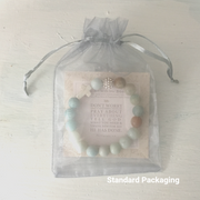 image of ‘Thou Art With Me’ Amazonite product package in it's standard packaging- Gray organza bag