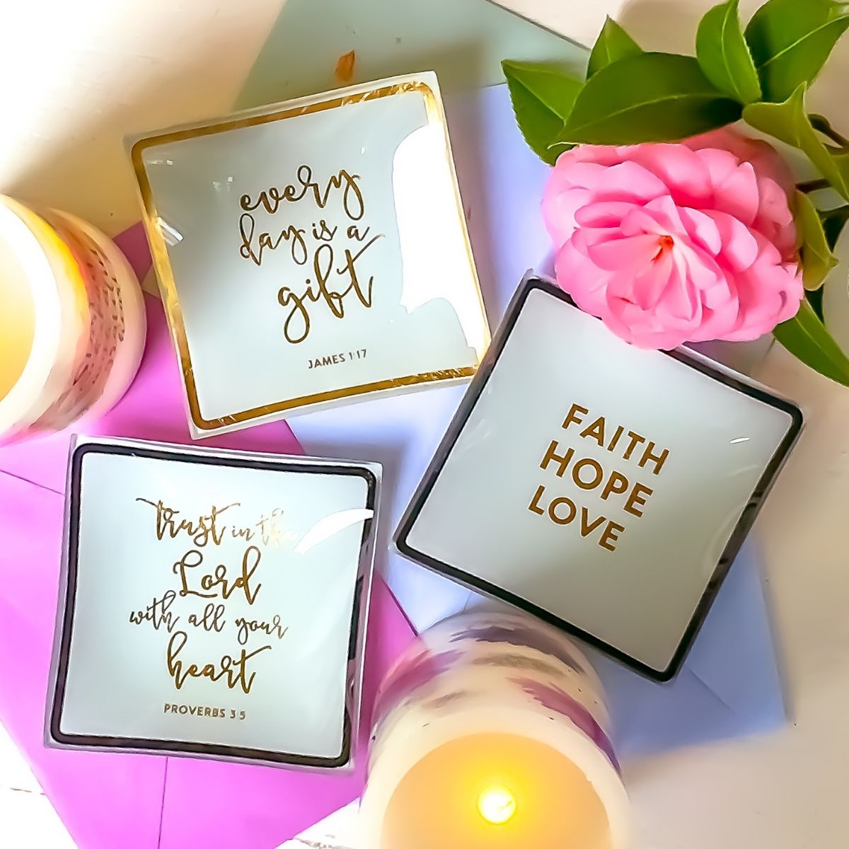 Glass Paperweights Scripture Jewelry/Trinket Tray with Christian Scripture Verse for Your Home ...