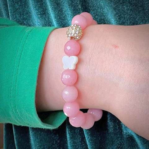 Pink Agate Butterfly - Youth Bracelet