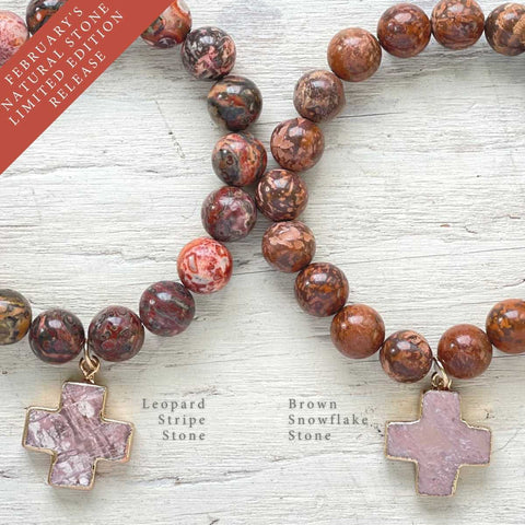 His Great Love Natural Stone Cross Bracelets