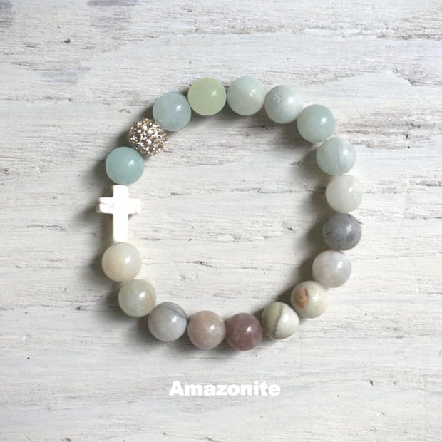 Buy Natural Amazonite Bracelet Crystal Stone 8mm Faceted Bead Bracelet for  Reiki Healing and Crystal Healing Stone (Color : Green) | Globally