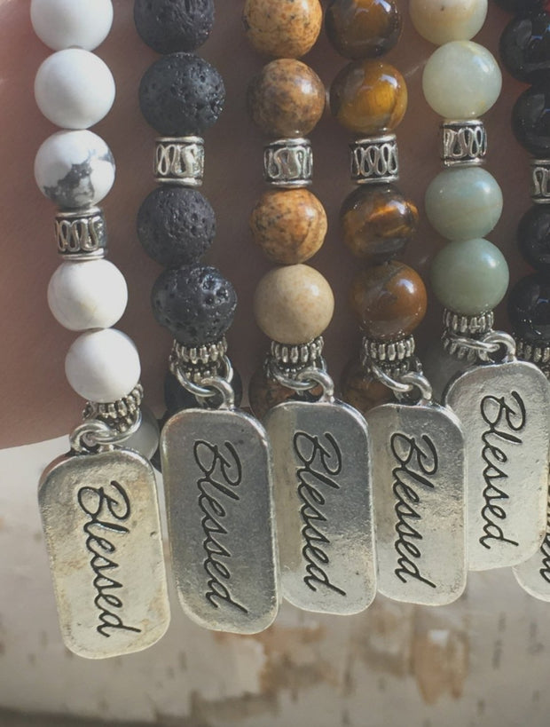 Semi-precious stone stretch bracelets