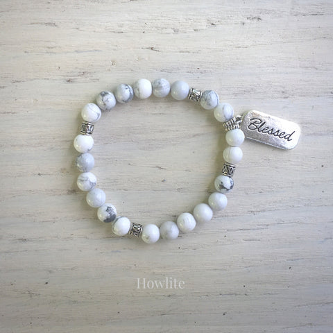 product top-view of Blessed Howlite Bracelet variant
