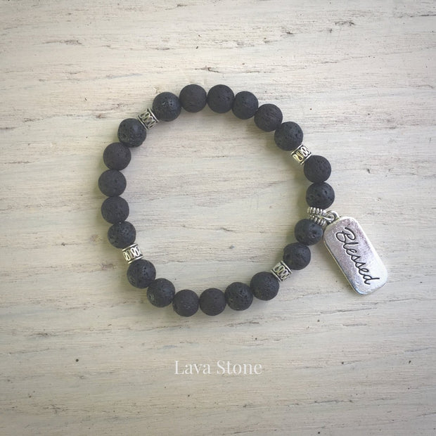 product top-view of Blessed Lava Stone Bracelet variant