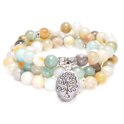 front view of the Tree of Life Wrap Amazonite Bead Bracelet on white background