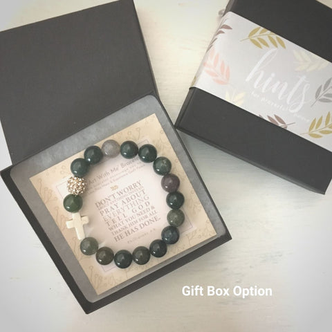 image of ‘Thou Art With Me’ Indian Agate Bracelet in gift box