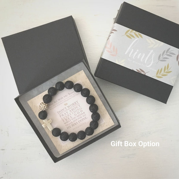 image of ‘Thou Art With Me’ Lava Stone Bracelet in gift box