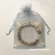 image of ‘Thou Art With Me’ Picture Jasper product package in it's standard packaging- Gray organza bag