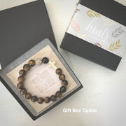 image of ‘Thou Art With Me’ Tiger's Eye with Ivory Cross Bracelet in gift box