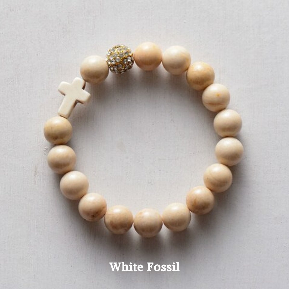 I Am Grateful Protestant Prayer Beads - Fossil Agate & Jasper