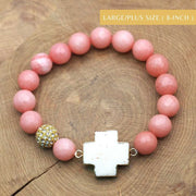 'His Great Love' Chunky Cross -Pink Jade