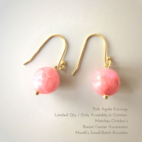 Blessings—Pink Agate Earrings