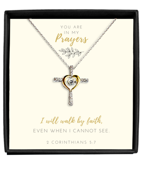 Prayers Scripture Verse Cross Necklace/Card—Walk By Faith