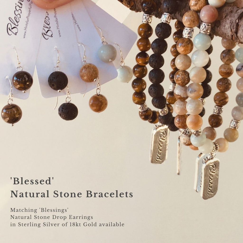 Loved and Blessed Stacking Bracelets - Charms, Stone Beads, Faith