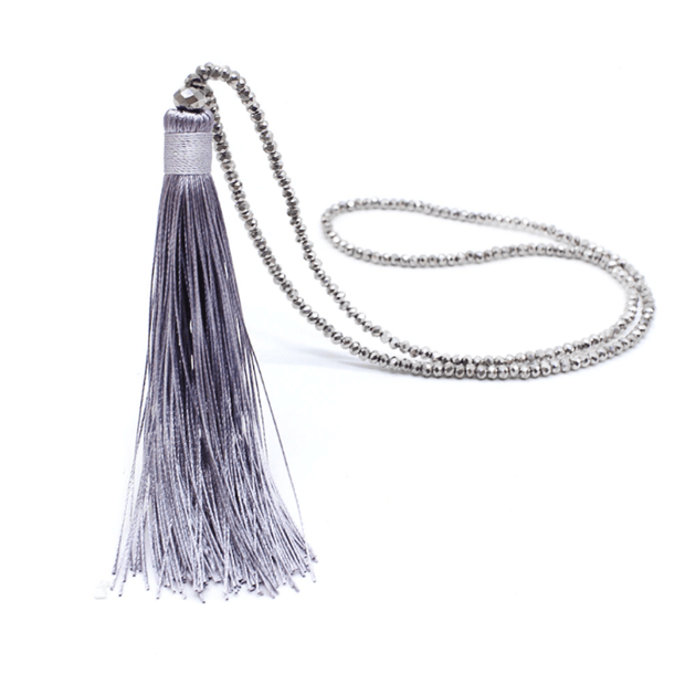 Jewelry - Sparkling Bead & Silk Tassel Necklace
