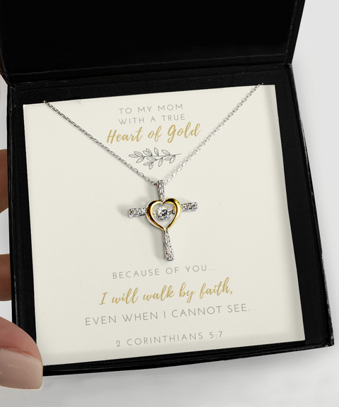 Heart of Gold Cross Necklace—Mom