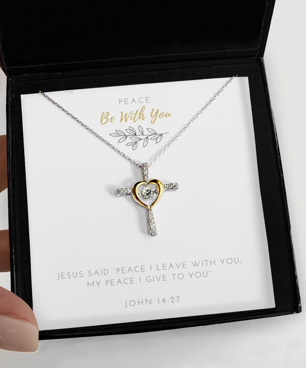 John 14:27 Scripture Verse Cross Necklace/Card—Peace Be With You