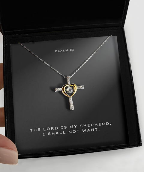 Psalm 23 Scripture Verse Cross Necklace/Card—My Shepherd